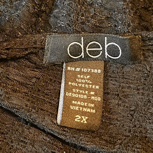 DEB SHEER TEXTURED BLOUSE Black Short wide sleeve smocked waistband open back 2X - Picture 7 of 7